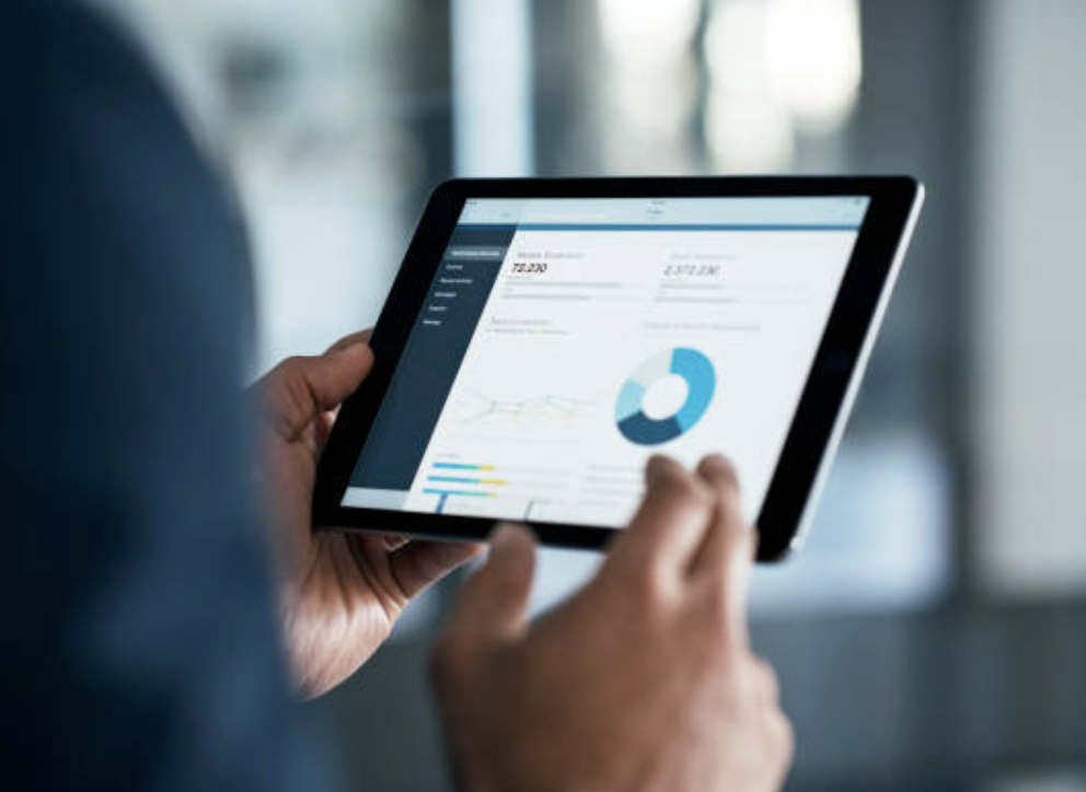 Tablet showing analytics dashboard